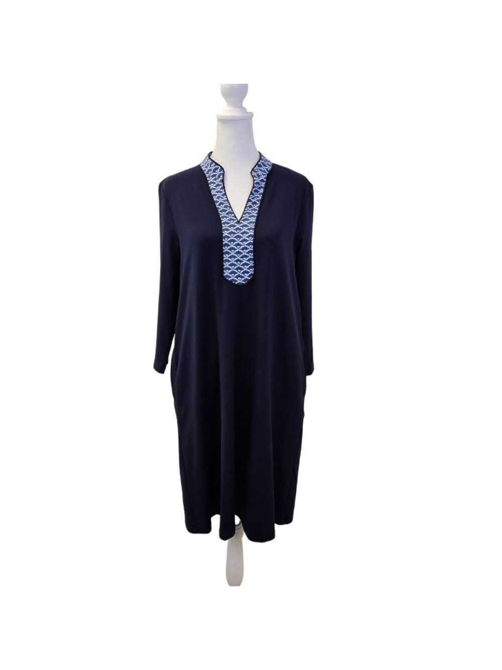 J. McLaughlin V-Neck Jersey Style Shift Dress with Pockets Size Small